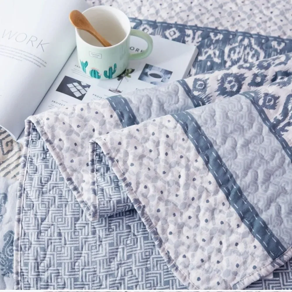 Cottage Boho Printed Queen Quilt Set Granny Shabby Chic Country Rustic New